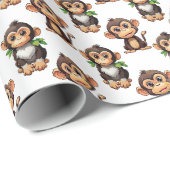 Monkey Pattern Design White  ラッピングペーパー (ロールコーナー)