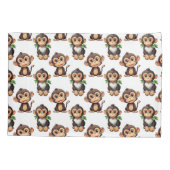 Monkey Pattern Design White  枕カバー (裏面)