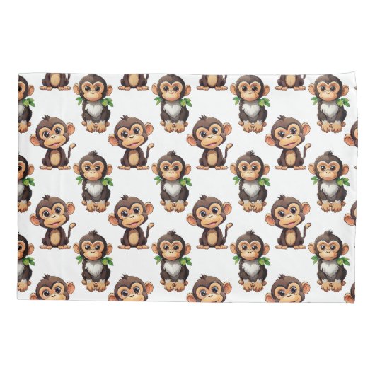 Monkey Pattern Design White  枕カバー (裏面)
