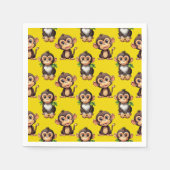 Monkey Pattern Design Yellow  スタンダードカクテルナプキン (正面)