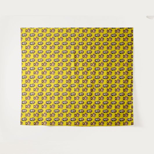 Monkey Pattern Design Yellow  タペストリー (正面(横))