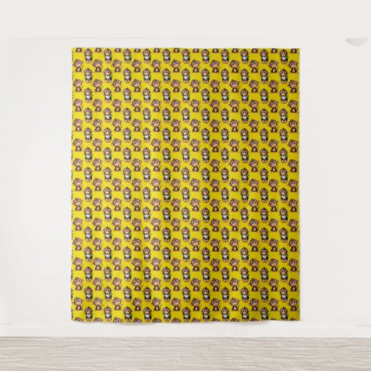 Monkey Pattern Design Yellow  タペストリー (正面)