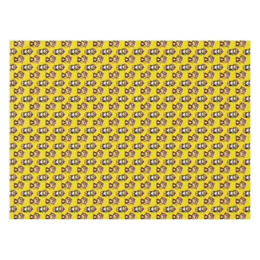 Monkey Pattern Design Yellow  テーブルクロス (正面(横))