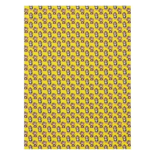 Monkey Pattern Design Yellow  テーブルクロス (正面)