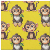 Monkey Pattern Design Yellow  ファブリック (クローズアップ)