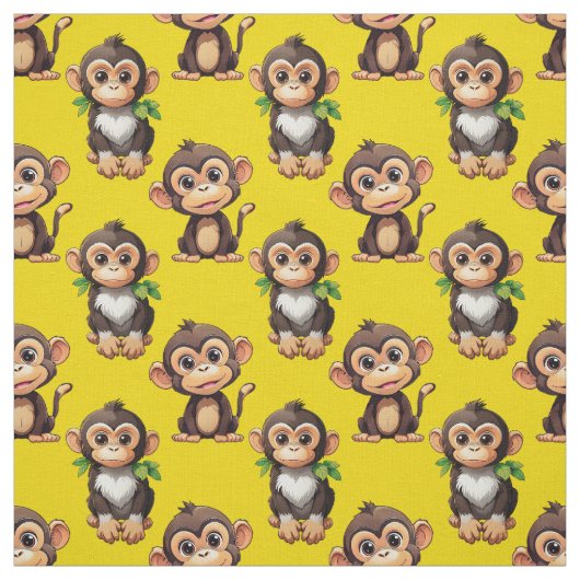 Monkey Pattern Design Yellow  ファブリック (見本)