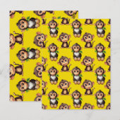 Monkey Pattern Design Yellow  ポストカード (正面/裏面)