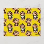 Monkey Pattern Design Yellow  ポストカード (裏面)