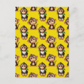 Monkey Pattern Design Yellow  ポストカード (正面)