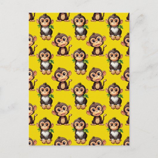 Monkey Pattern Design Yellow  ポストカード (正面)