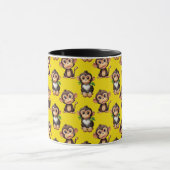 Monkey Pattern Design Yellow  マグカップ (中央)