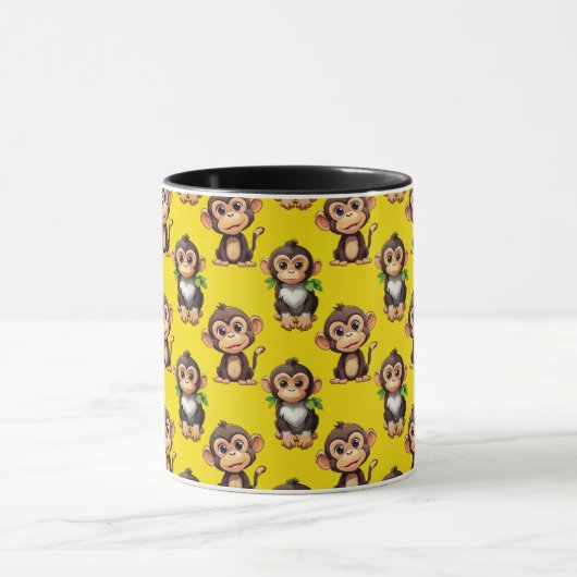 Monkey Pattern Design Yellow  マグカップ (中央)