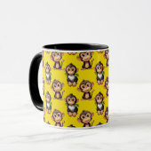 Monkey Pattern Design Yellow  マグカップ (正面左)
