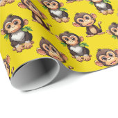 Monkey Pattern Design Yellow  ラッピングペーパー (ロールコーナー)
