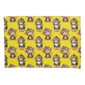 Monkey Pattern Design Yellow  枕カバー (正面)