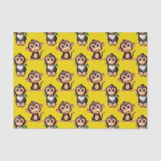 Monkey Pattern Design Yellow  薄葉紙 (正面)