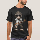 Monkey Playing Electric Guitar  Animal Monkey  Gui Tシャツ (正面)