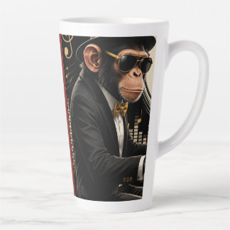 Monkey Playing Piano Music Poster – I Am Music カフェラテマグ