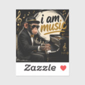Monkey Playing Piano Music Poster – I Am Music シール (シート)