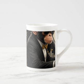 Monkey Playing Piano Music Poster – I Am Music ボーンチャイナマグカップ