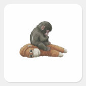 Monkey Punch, Baby Monkey Orangutan Hug  スクエアシール (正面)