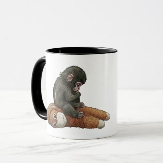 Monkey Punch, Baby Monkey Orangutan Hug  マグカップ (正面左)
