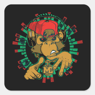 monkey rapper monkey djを使用できる スクエアシール