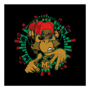 monkey rapper monkey djを使用できる ポスター