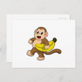 Monkey Running with Banana ポストカード (正面/裏面)