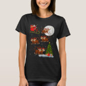 Monkey Santa Sleigh Flying Funny Magical Christmas Tシャツ (正面)