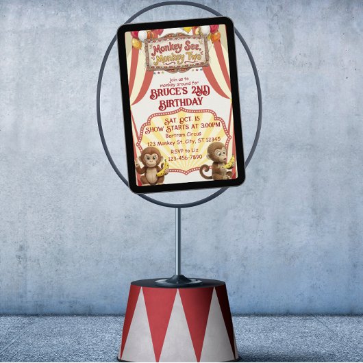 Monkey See Monkey Two, Circus 2nd Birthday 招待状