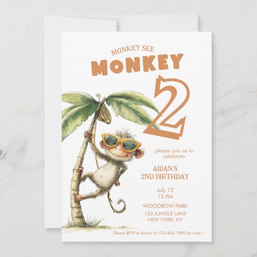 Monkey See Second Birthday 招待状 (正面)