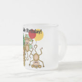 Monkey Shine誕生日Tシャツとギフト フロストグラスマグカップ (正面右)