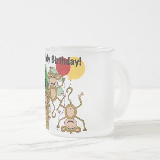 Monkey Shine誕生日Tシャツとギフト フロストグラスマグカップ (正面右)