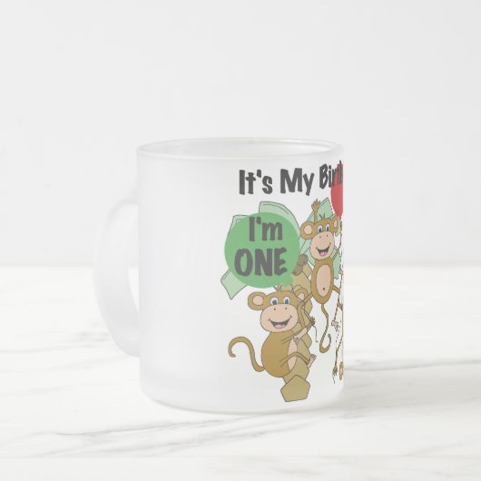 Monkey Shine誕生日Tシャツとギフト フロストグラスマグカップ (正面左)