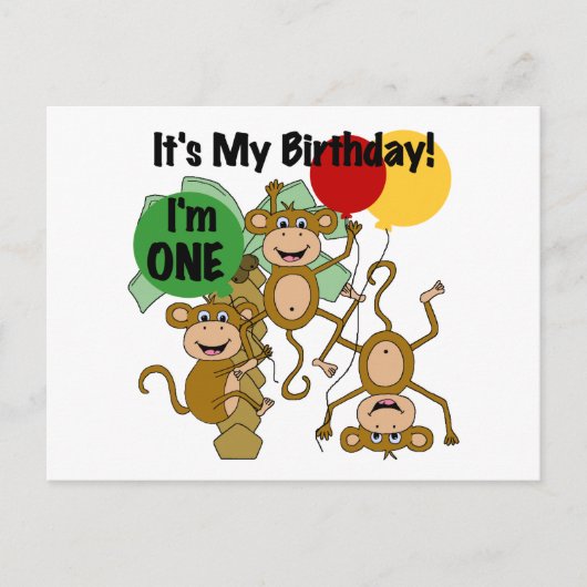 Monkey Shine誕生日Tシャツとギフト ポストカード (正面)