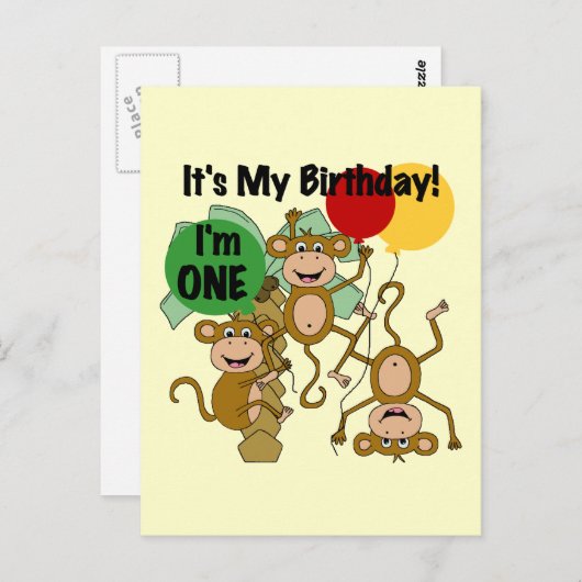 Monkey Shine誕生日Tシャツとギフト ポストカード (正面/裏面)