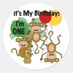 Monkey Shine誕生日Tシャツとギフト ラウンドシール