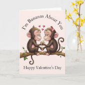 Monkey Valentine's Day カード (黄色い花)