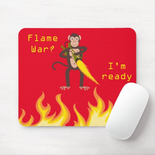 Monkey With a Flamethrower Internet Flame War マウスパッド (マウス)
