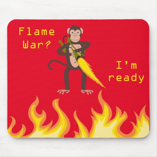 Monkey With a Flamethrower Internet Flame War マウスパッド (正面)