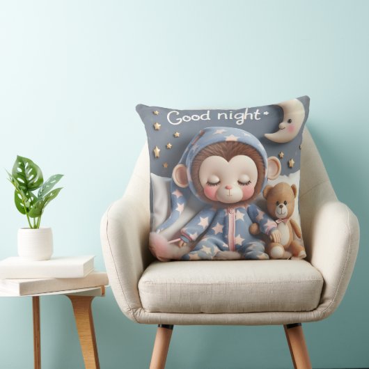 Monkey with a Teddy Bear, Collection by Natasha Us クッション (椅子)