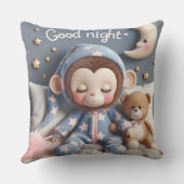 Monkey with a Teddy Bear, Collection by Natasha Us クッション (裏面)