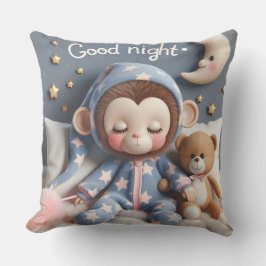 Monkey with a Teddy Bear, Collection by Natasha Us クッション