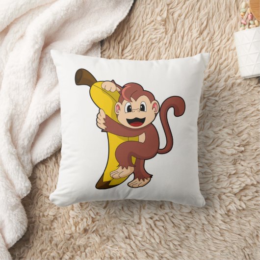 Monkey with Banana (1).PNG クッション (ブランケット)