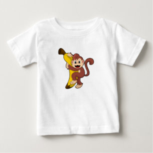 Monkey with Banana (1).PNG ベビーTシャツ