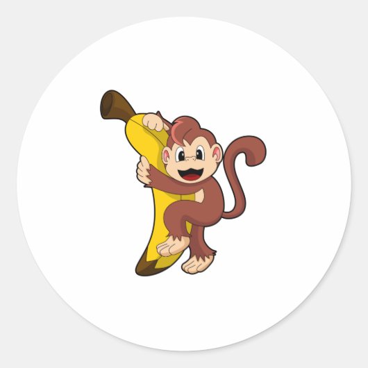 Monkey with Banana (1).PNG ラウンドシール (正面)