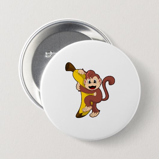 Monkey with Banana (1).PNG 缶バッジ (正面&裏面)