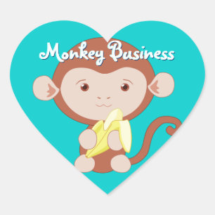 Monkey with Banana Stickers ハートシール