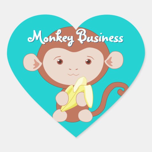Monkey with Banana Stickers ハートシール (正面)